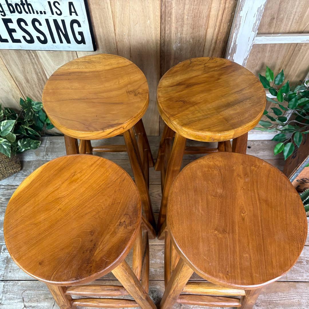 専用☆オールドチークハイスツール4点セット