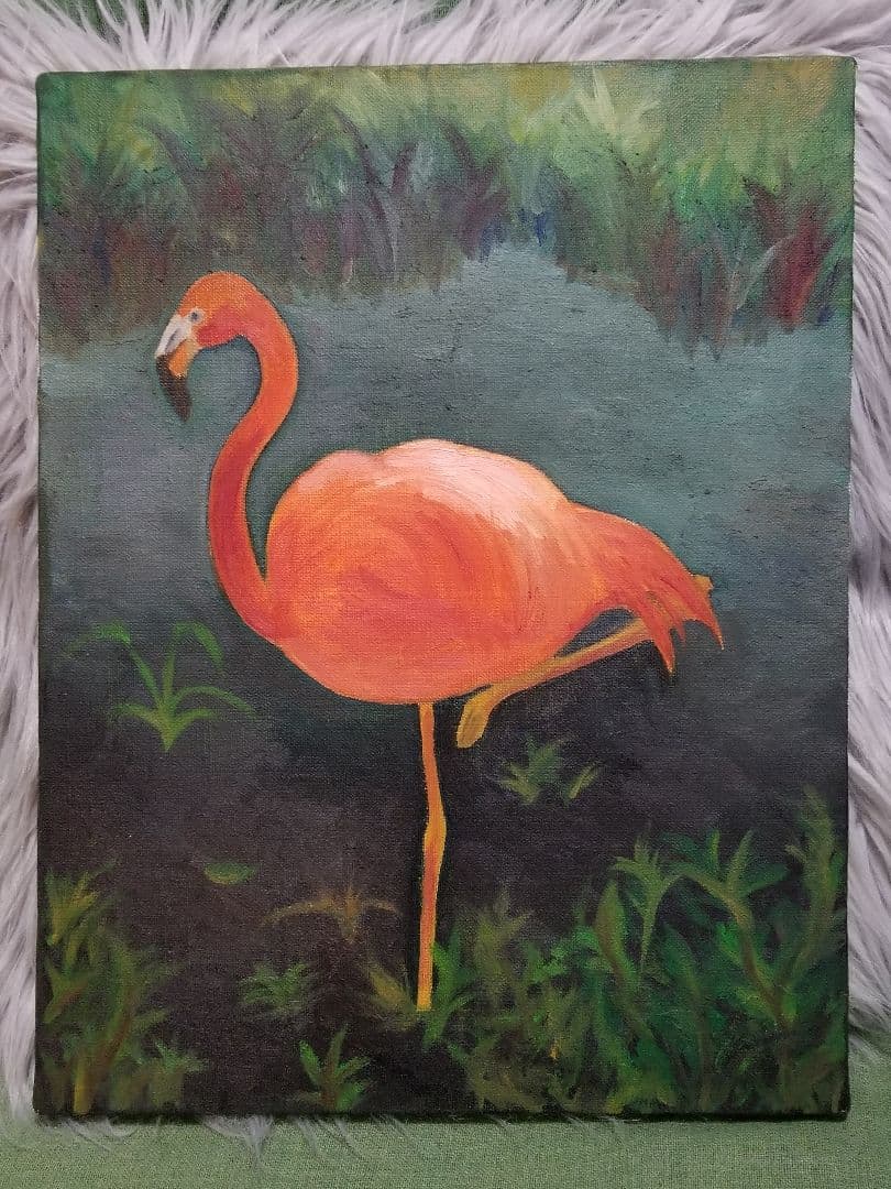 フラミンゴ(油絵)