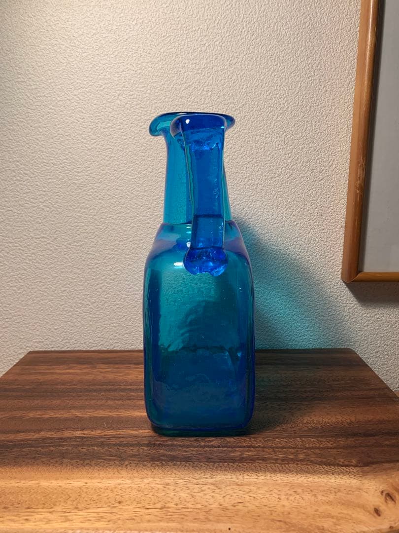 倉敷ガラス 小谷眞三 両耳付花瓶 民藝 小谷ブルー