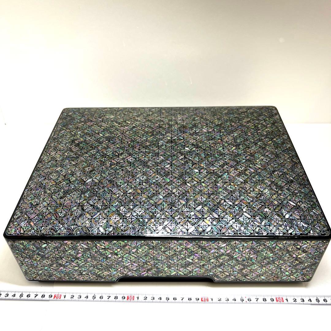 朝鮮美術　極上螺鈿大文庫　約39×30×11.5㎝ 東Y7-1104③トヒトコ