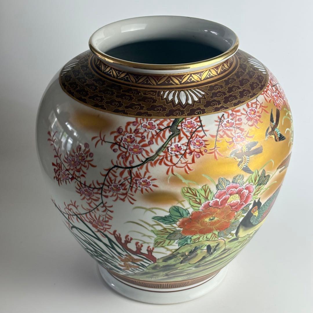 古美術品 九谷焼 大雅 花瓶 金彩 花入 花器