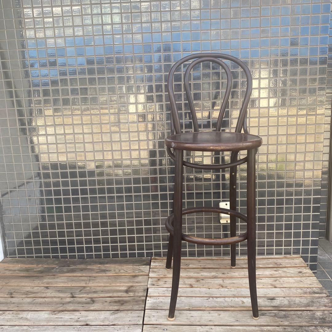 ミッドセンチュリー ヴィンテージ ウッドカウンターチェア 型押し