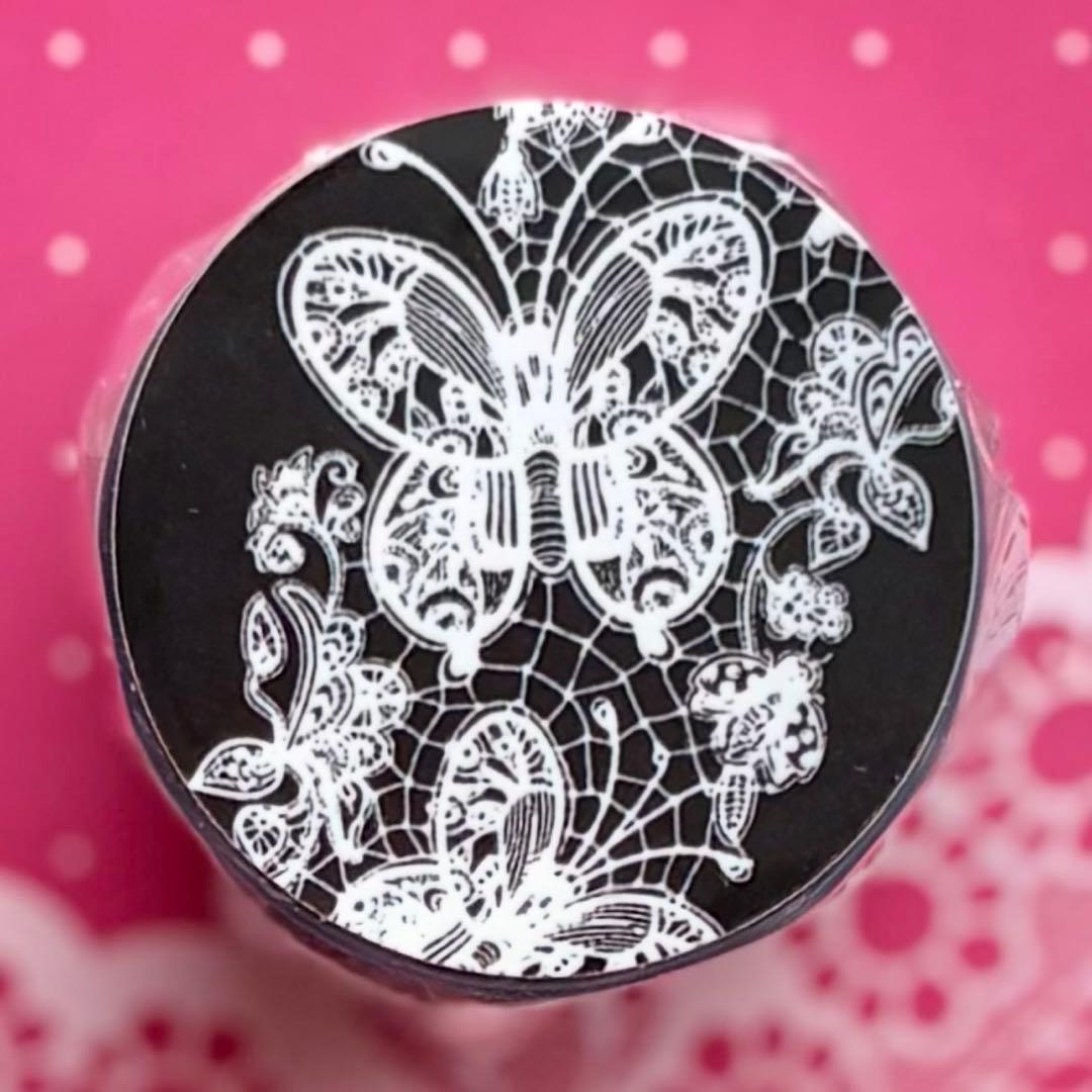 PET 黑白蕾丝边 4cm×5m 海外マスキングテープ　海外マステ　蝶　レース