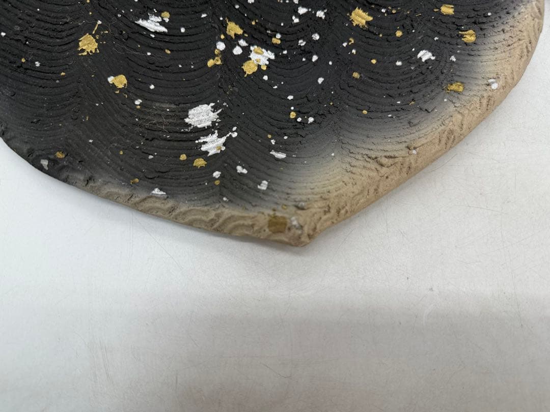 坂田甚内作　黒陶金彩　ハート型皿4点　送料込み250606