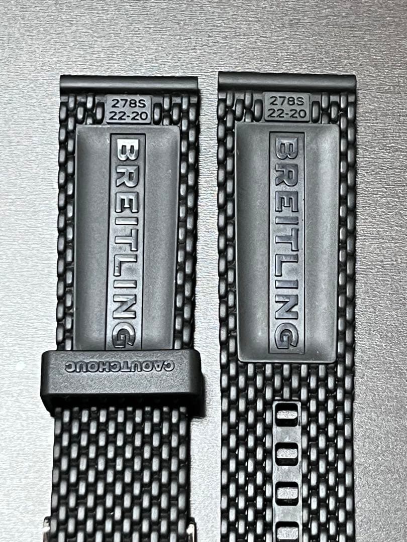 BREITLING ブラックラバーベルト 22-20 ブラック　尾錠付き