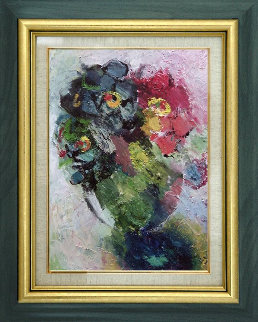 油絵 菅家令子 絵 絵画 インテリア 額付(白) uF6-111302 花