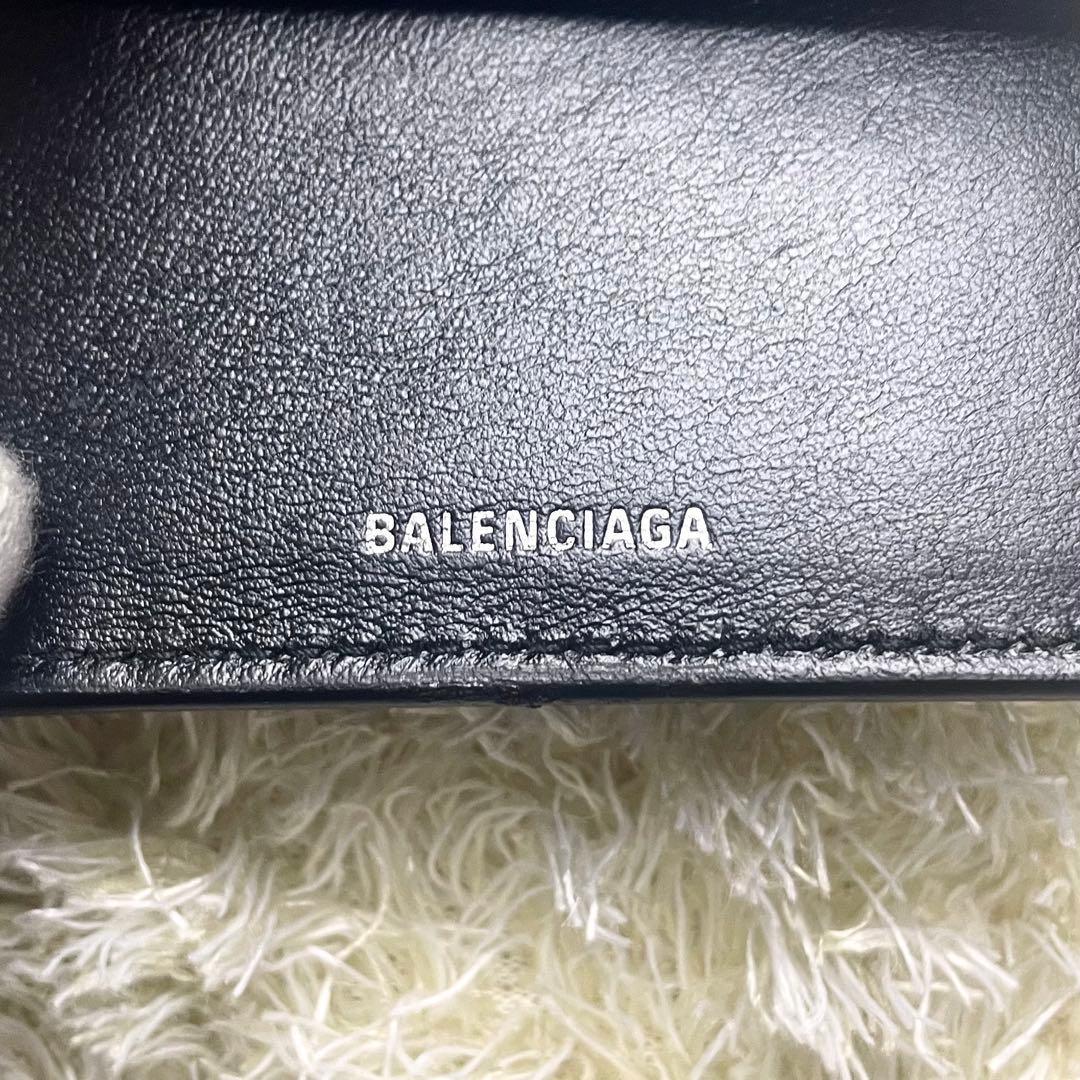 美品 バレンシアガ エブリデイ 三つ折り財布 コンパクト シボ皮 ブラック