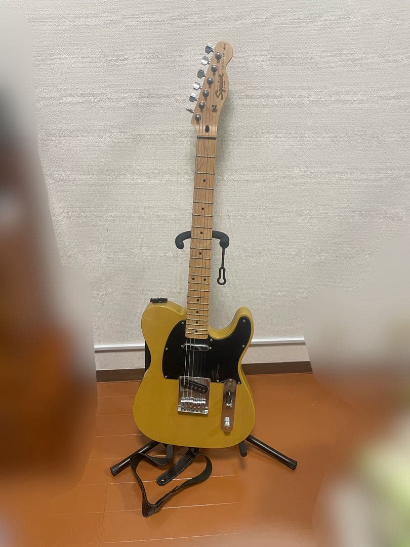 SQUIER Affinity Tele イエロー ストラップ、スタンド付き