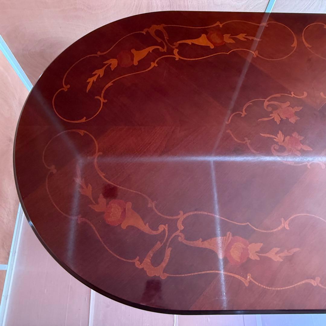 イタリア製 象嵌 猫脚ダイニングテーブル 楕円　約198cm