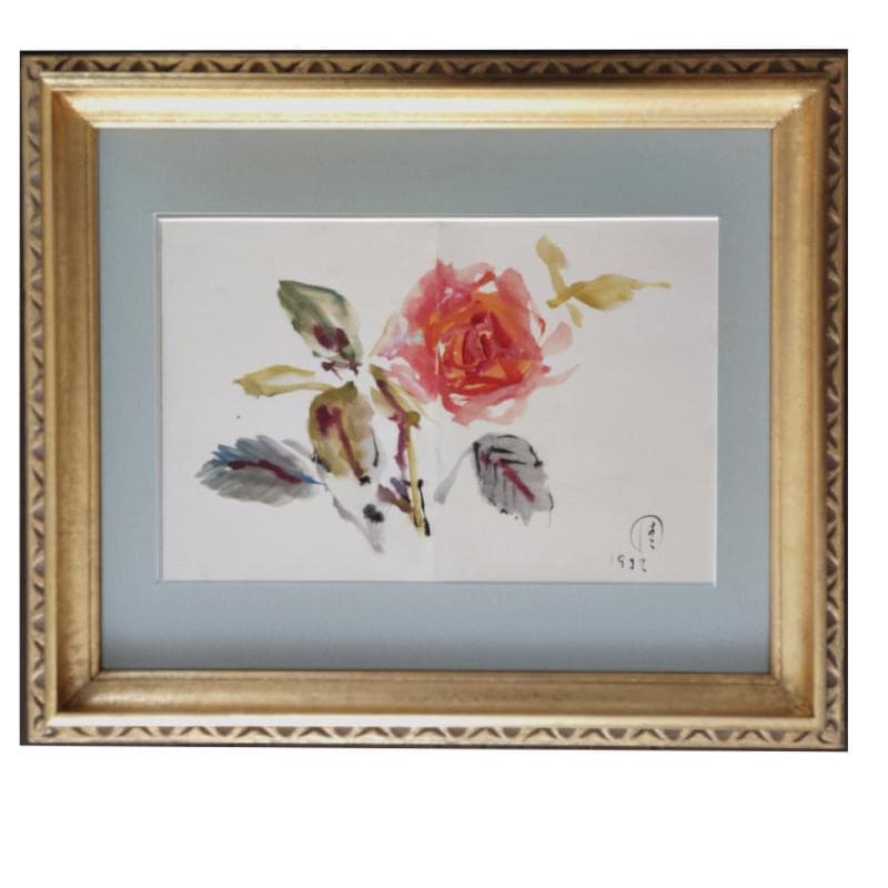 ☆上野山清貢☆「 バ ラ 」水彩画　未使用額！