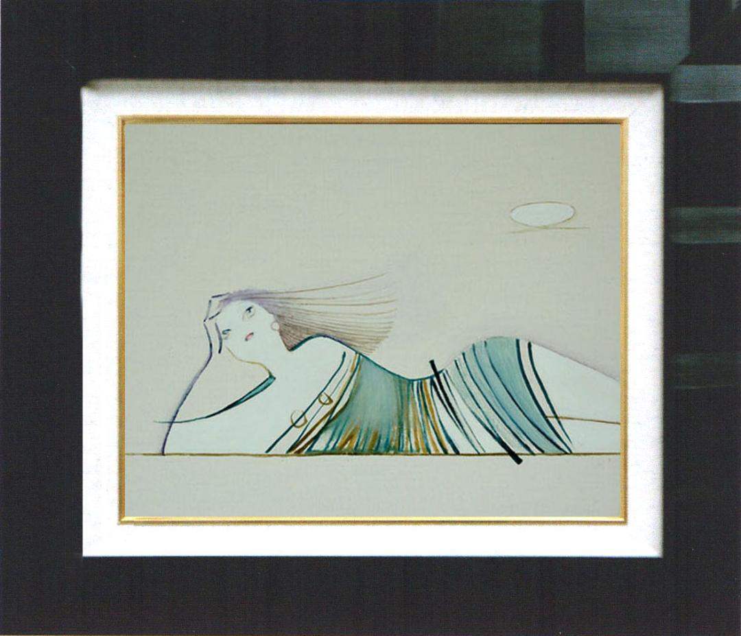 油絵 菅家令子 絵 絵画 インテリア 額付(黒) F3-041114 人物 女性