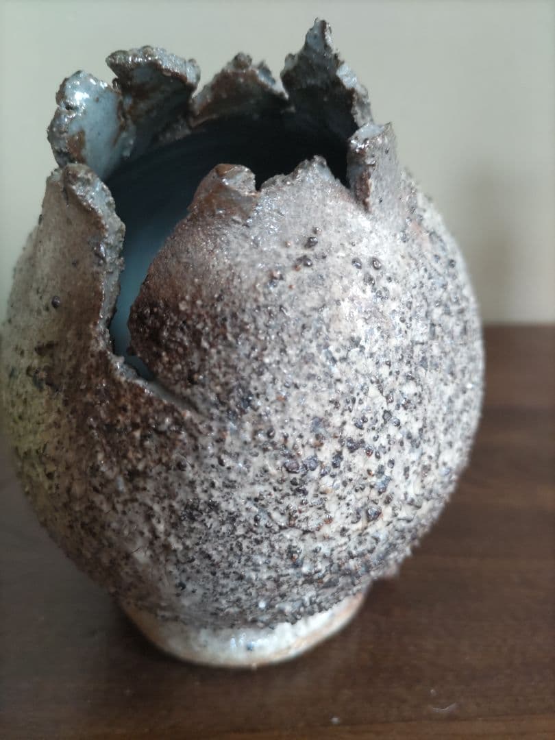 花器　信楽焼 　恐竜のたまご