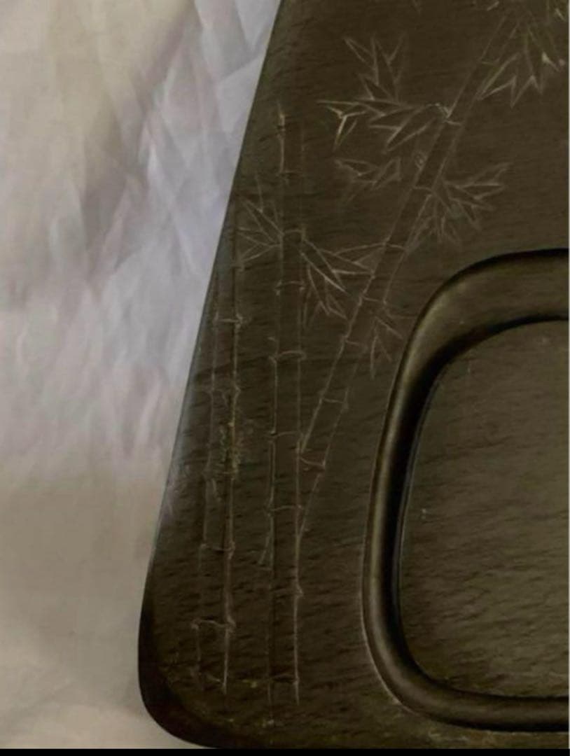 清時代　書道家 旧咸品 老坑•旧水坑/歙州 硯/長眉子紋硯/ [極上品]