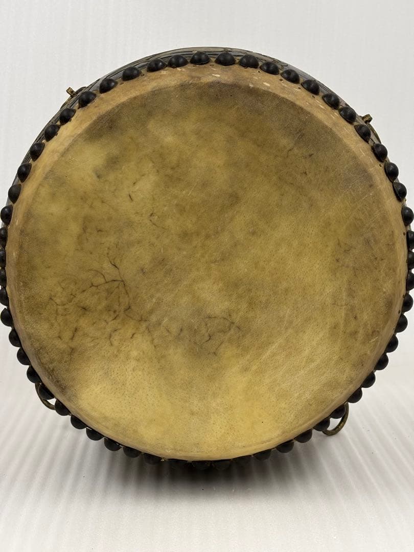 和太鼓　太鼓　アンティーク　14in 木彫り　龍彫り　長期保管品