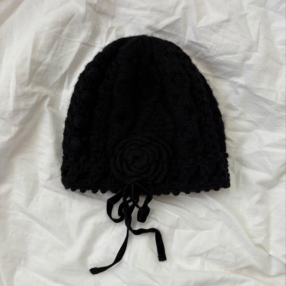 tricot comme des garcons ローズモチーフ　ニット帽