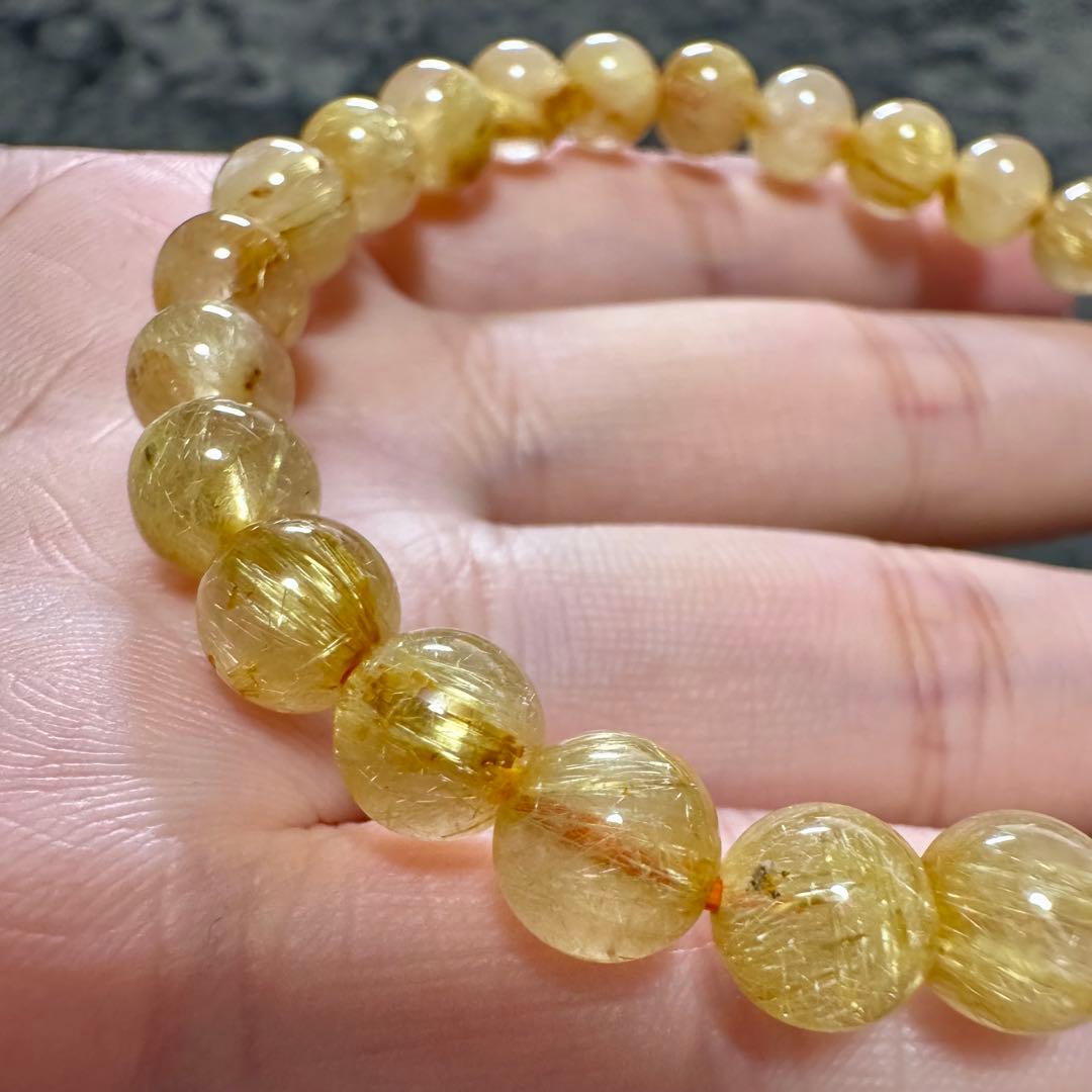 【ゴールドルチルクォーツ】金運上昇・集中力アップブレスレット 7mm 天然石