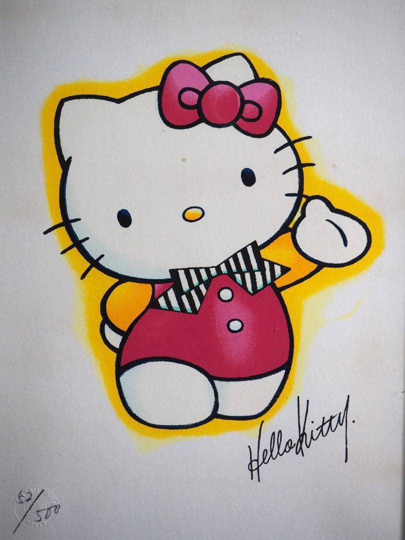 真作■ハローキティ シルクスクリーン 版画■絵画 サンリオ ディズニー マイメロ