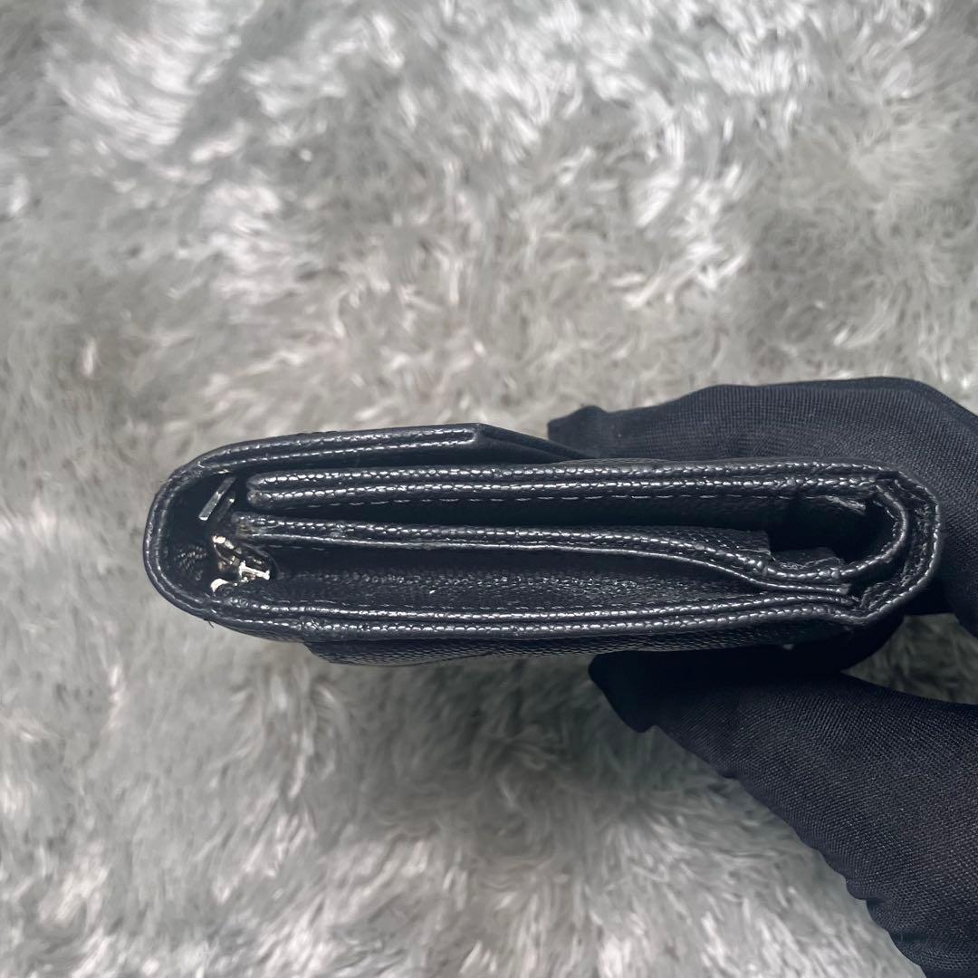 美品✨ サンローラン 三つ折り財布 カサンドラ キャビアスキンYSL レター型
