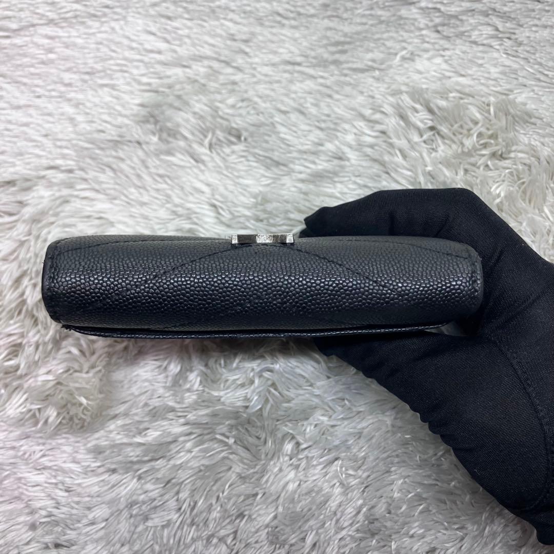 美品✨ サンローラン 三つ折り財布 カサンドラ キャビアスキンYSL レター型