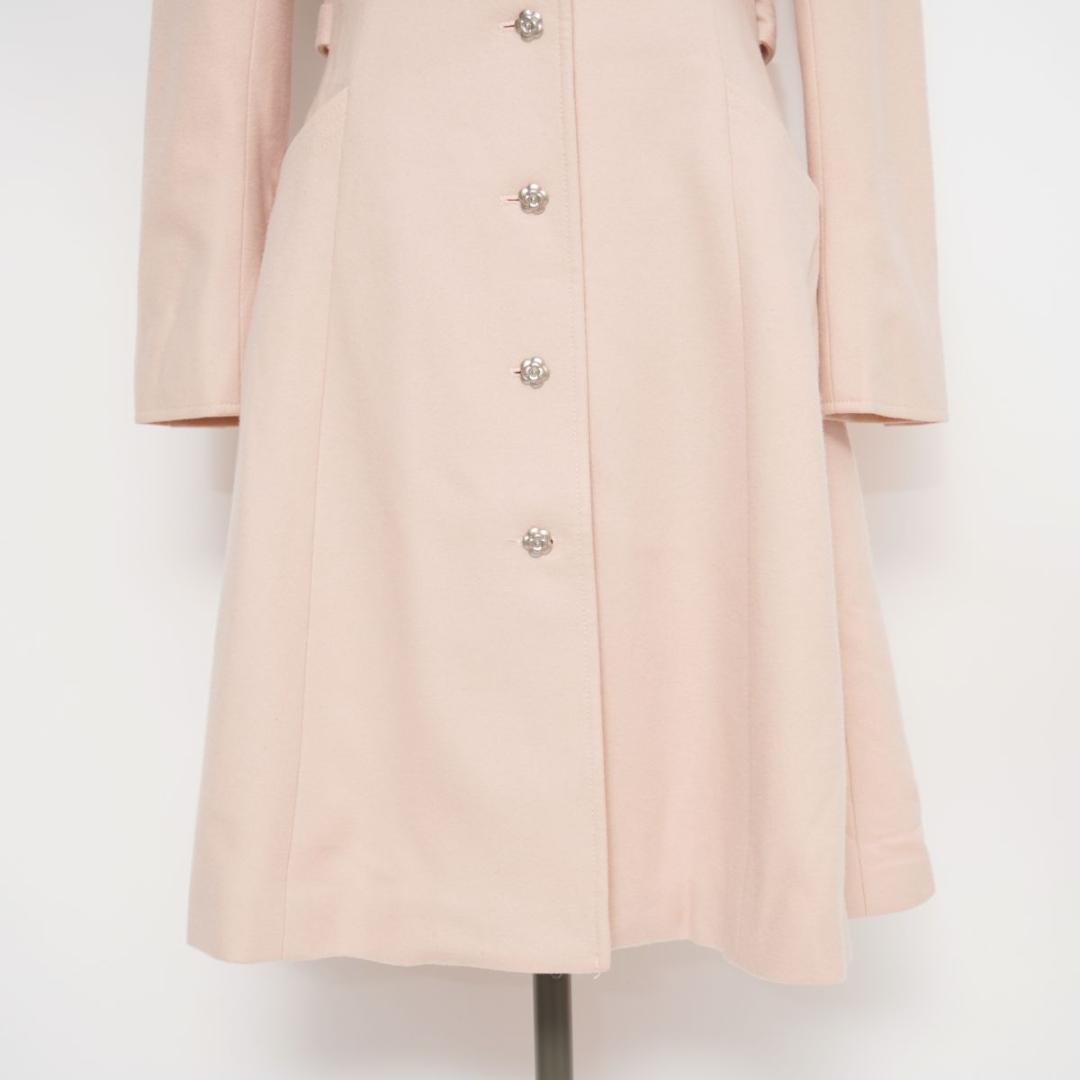 Rene カメリアボタンチェスターコート Aライン ピンク サイズ34*JD61