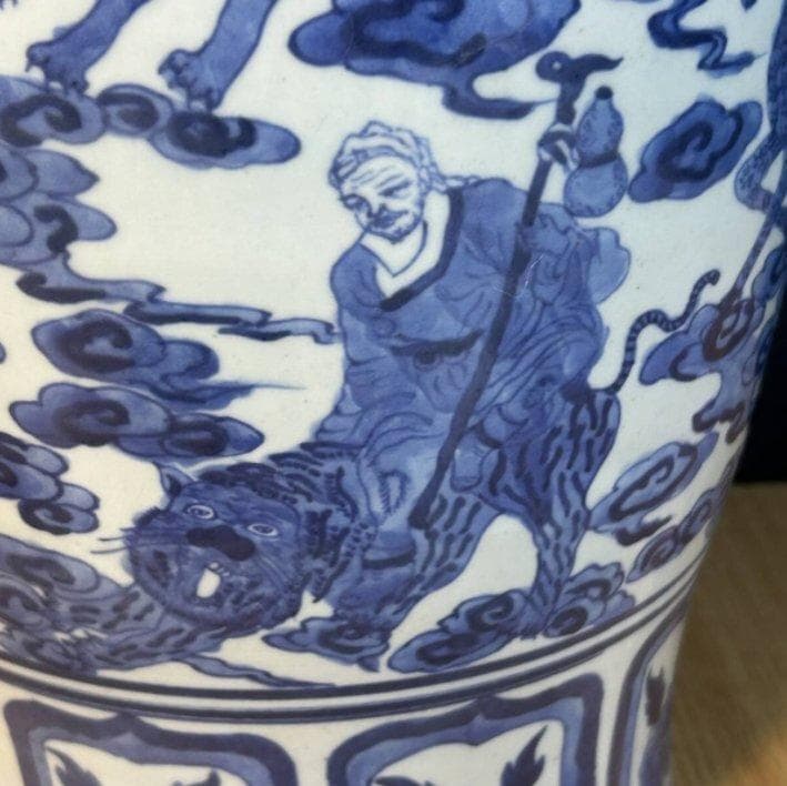 S8016　大清擁正年製　青花　唐物　大花瓶　中国古玩　花瓶　花器