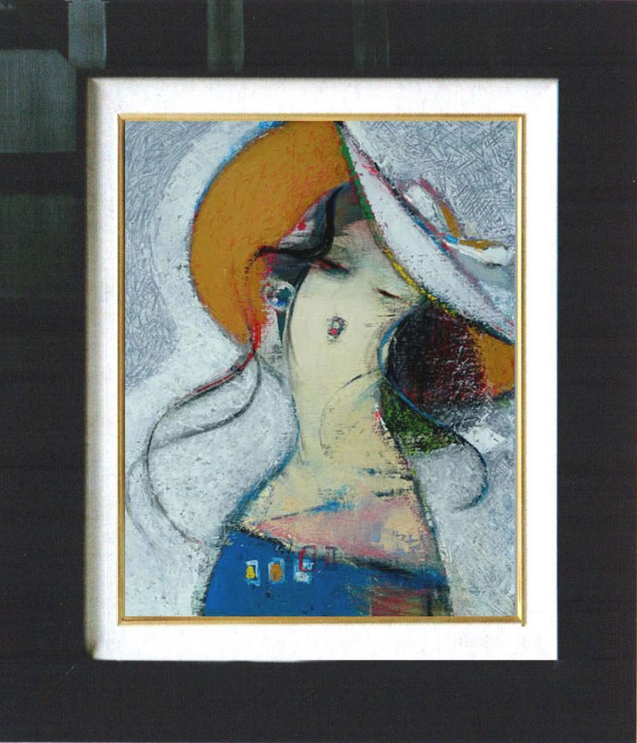 油絵 菅家令子 絵 絵画 インテリア 額付(黒) F6-081812 人物 女性