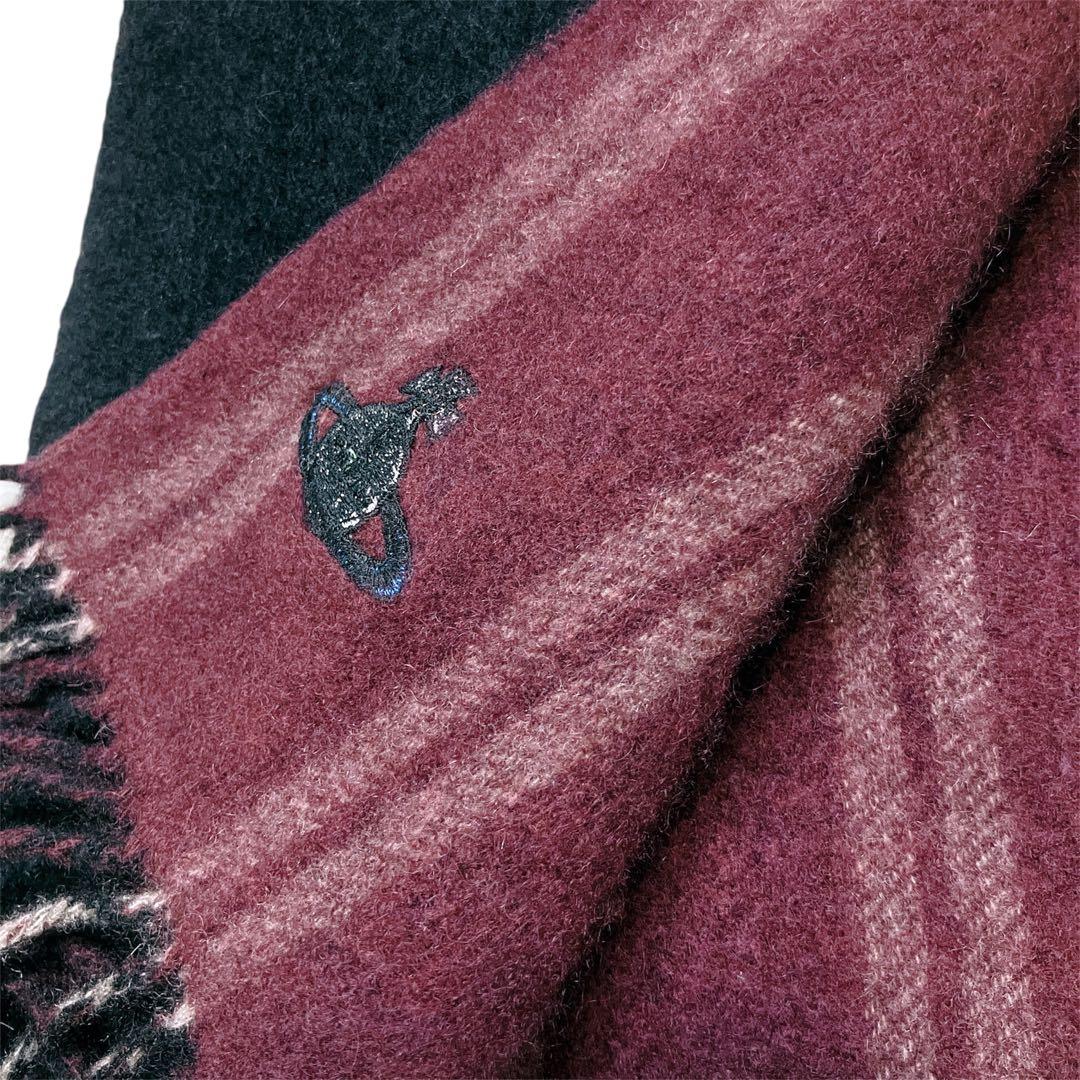 ヴィヴィアンウエストウッド/カシミヤ100%/ラメ オーブ/リバーシブルマフラー