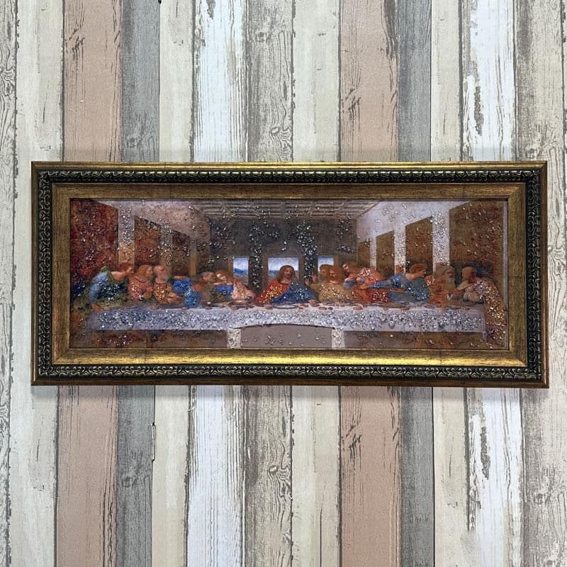 輸入雑貨　天然石　名画　『最後の晩餐』クリスタルアート　絵画　水晶絵　宝石アート