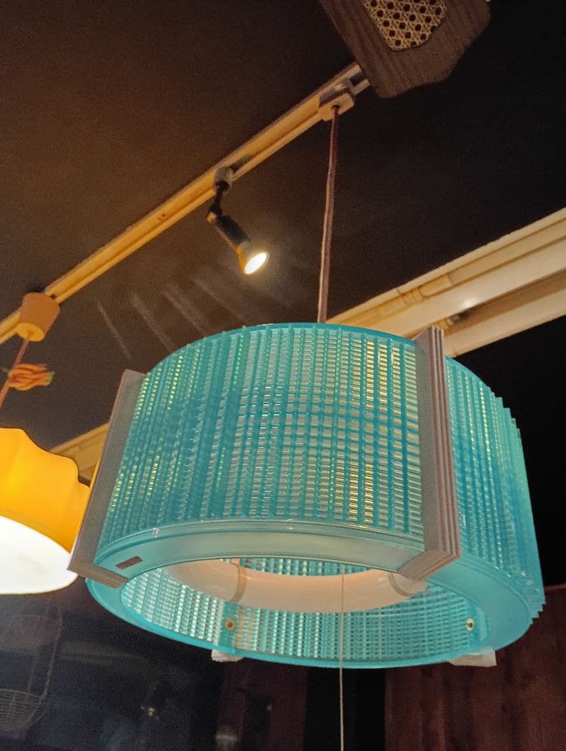 スペースエイジ　ペンダントライト　ブルー　２灯式　常夜灯　ヴィンテージ　レトロ