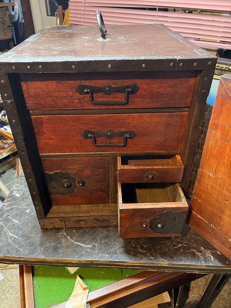 レトロ舟金庫 舟箪笥 レトロ金庫 舟金庫 昭和レトロ木製金庫