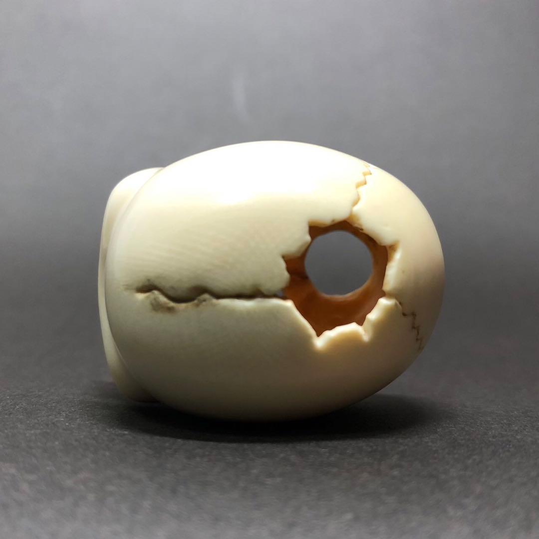 アンティーク　根付　髑髏　銘入り　骨董品