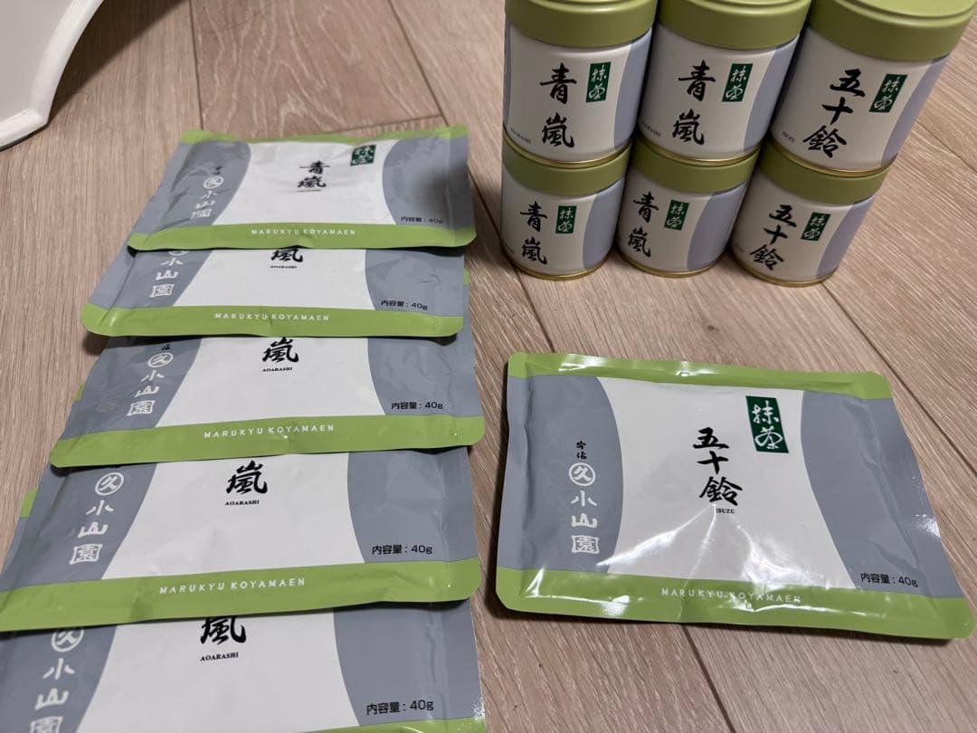 丸久小山園 抹茶 青嵐40g x7袋と4缶　五十鈴40g x1袋と2缶セット