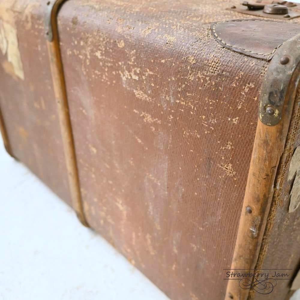 L3612-99-1 英国アンティーク トランク レザーバック 収納 レザー