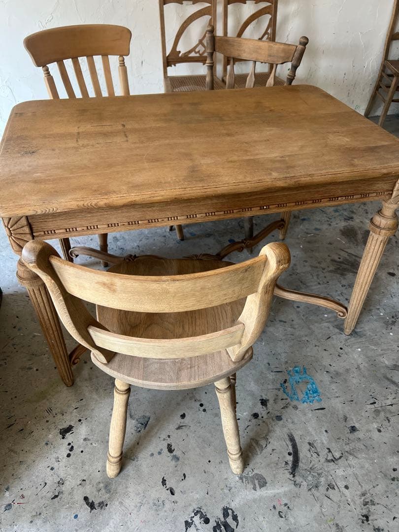バラ売り要相談 剥離 木製ダイニングテーブル イス ヴィンテージ