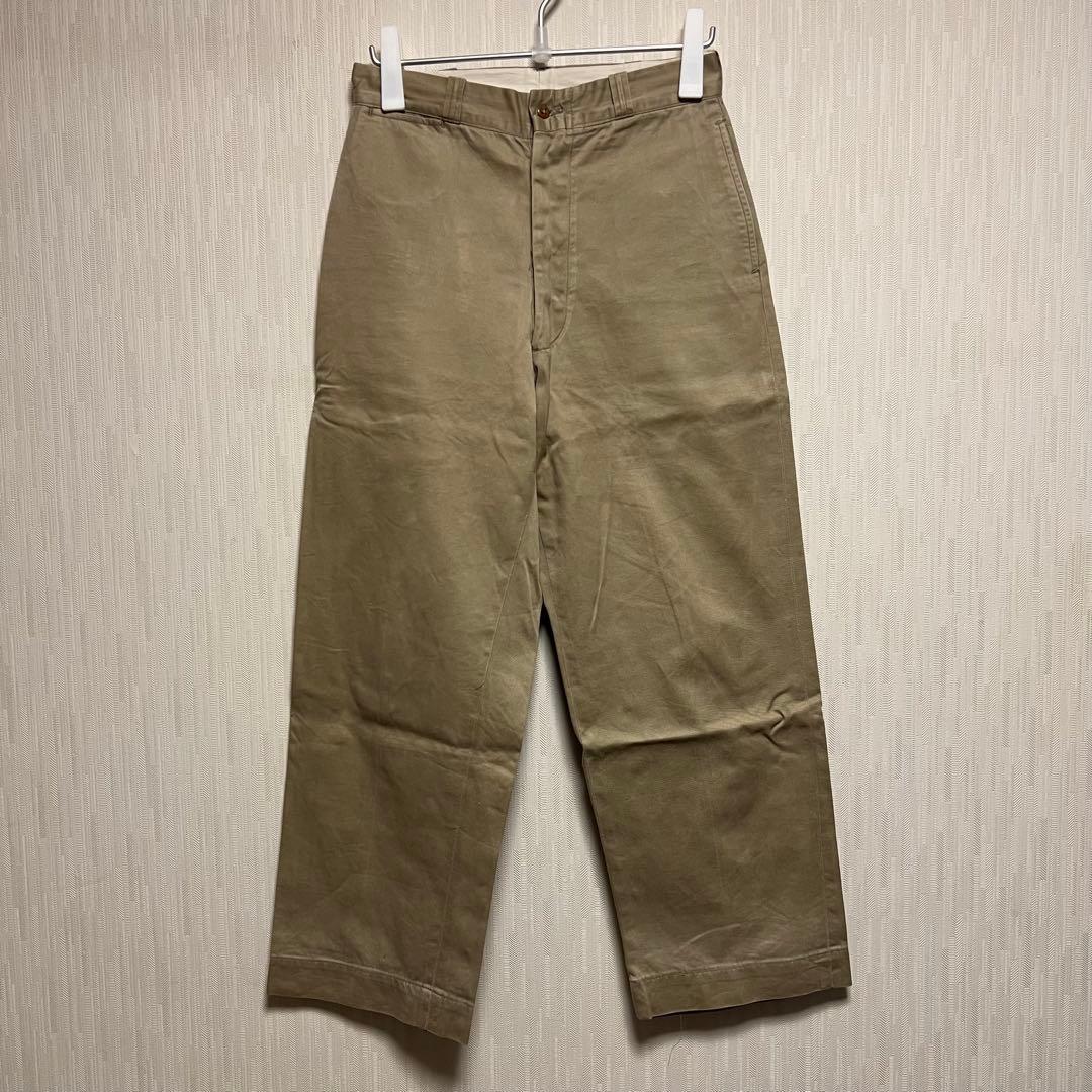 US ARMY 51カーキ 45カーキ 米軍実物 ボタンフライチノパン 50s