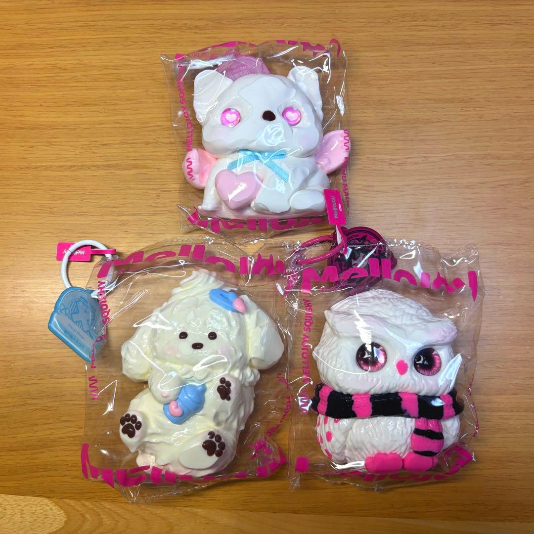 メロジョイ　mellojoy スクイーズ　アニマル　クリームゆきこ　フクロウ　犬