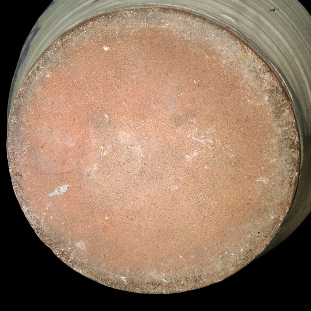 越後豊栄　太丘焼　四君子染付壺　明治美術　骨董品