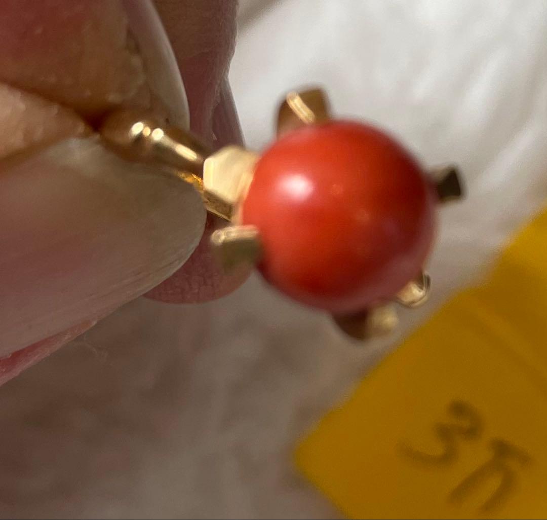 K18 指輪 赤珊瑚