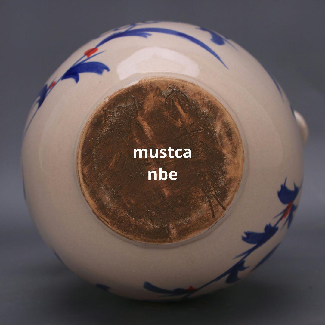 青花紅釉両耳瓶 景徳鎮 陶磁器 装飾品 現代工芸品 美術品 置物