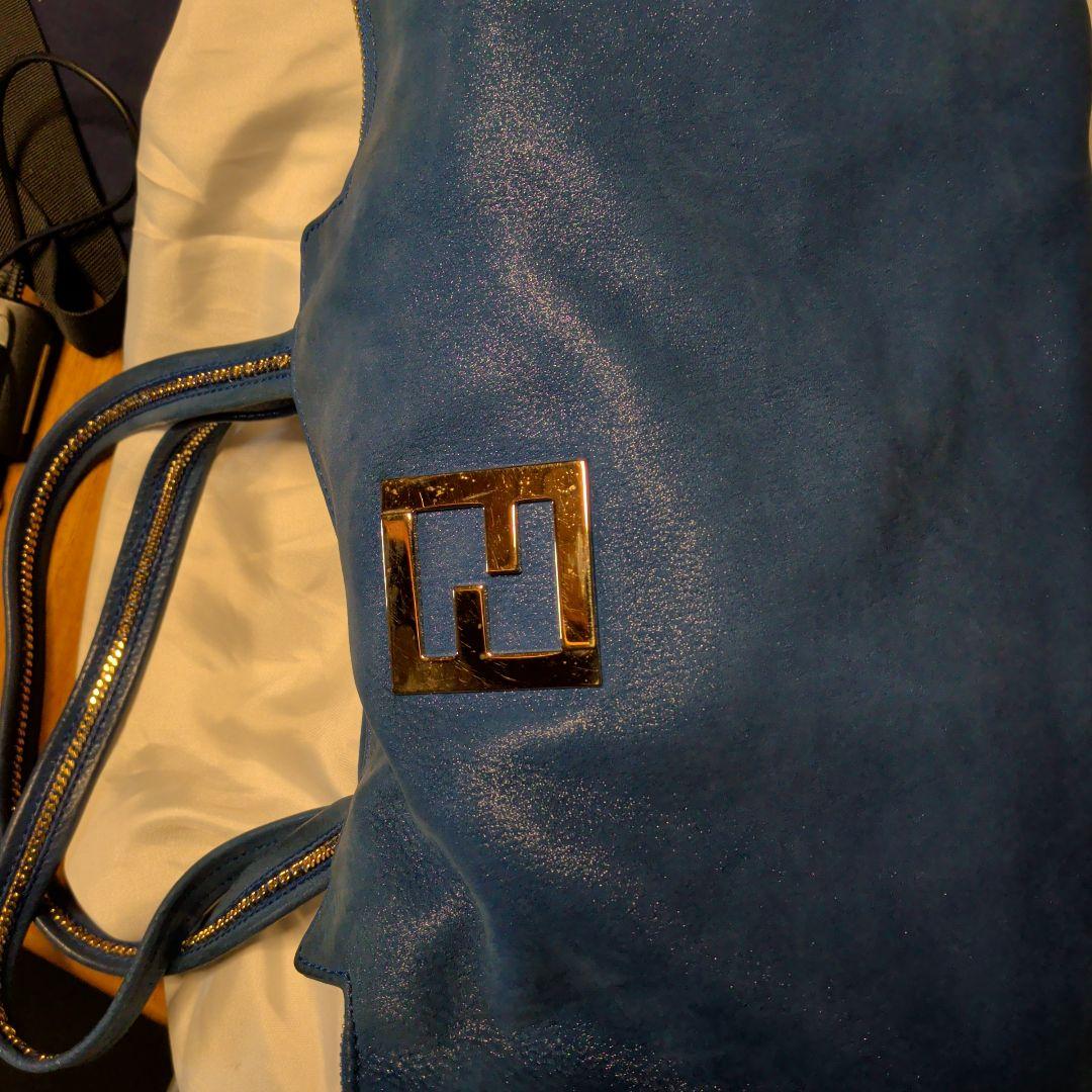 Fendi 青 レザー ハンドバッグ