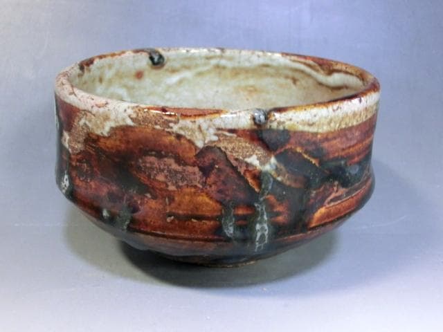 茶碗■飴釉「春永」織部焼き 古い抹茶碗 お茶道具 古美術 時代物 骨董品■