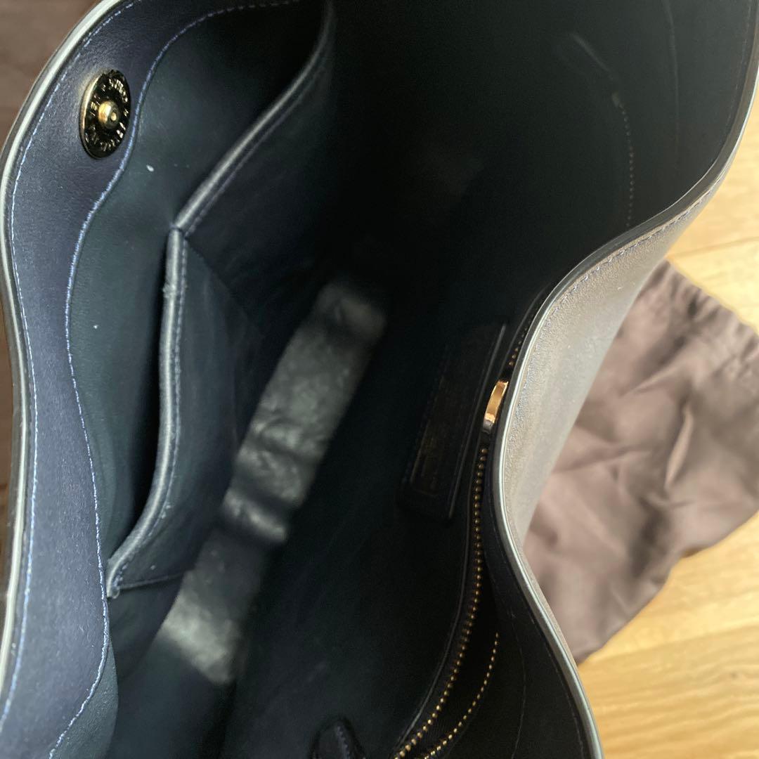 COACH コーチ ネイビー レザーショルダーバッグ