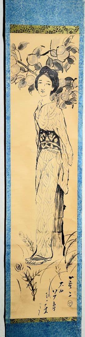 掛け軸　竹久夢二　肉筆美人画　合わせ箱　書画、骨董品、美術品