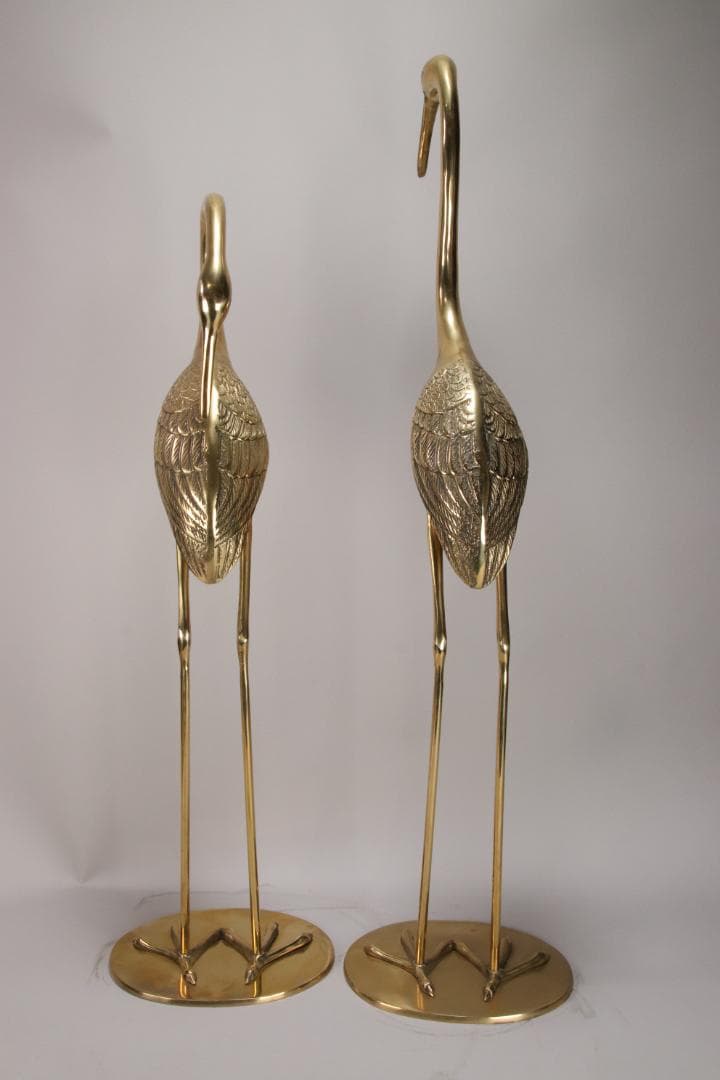 EE004 仏具　真鍮製　鶴型　置物　一対　神社仏閣