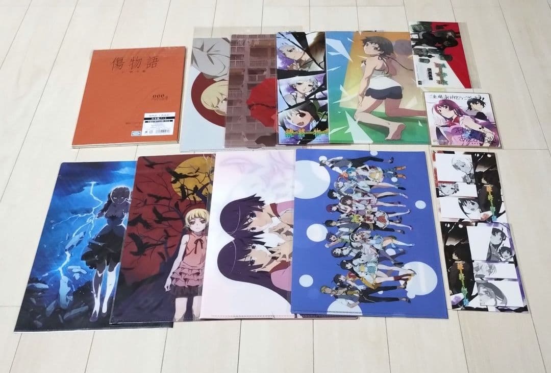 物語シリーズ　クリアファイル　台本風ノート　ミニ色紙　付箋　13個セット