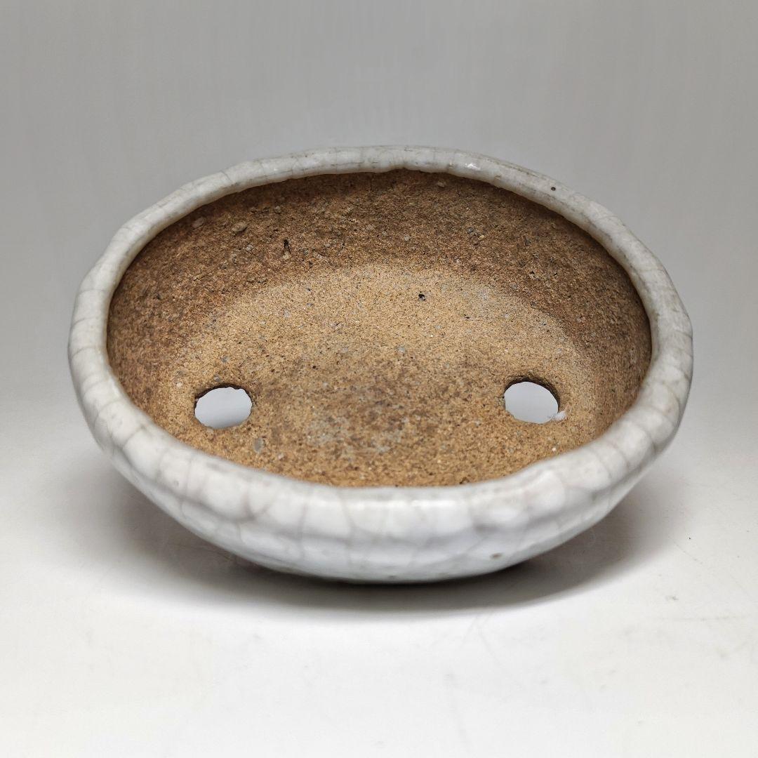 高雄香葉　白釉切脚楕円鉢