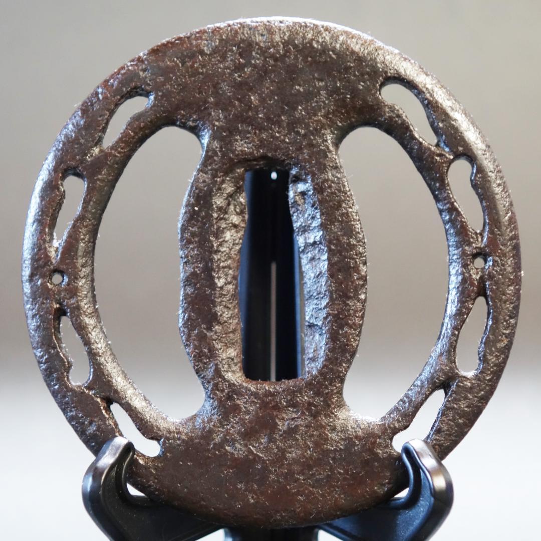 【 肥後 左右海鼠透鍔 】 鍔 鐔 刀装具 日本刀 江戸時代 骨董 アンティーク