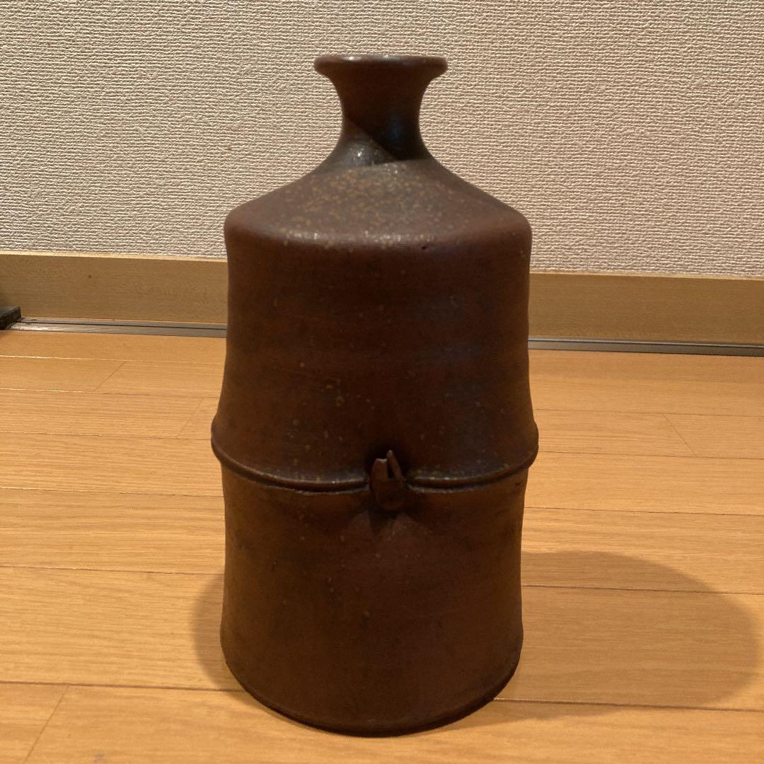 備前焼　竹型　花生け　茶道具　一輪挿し