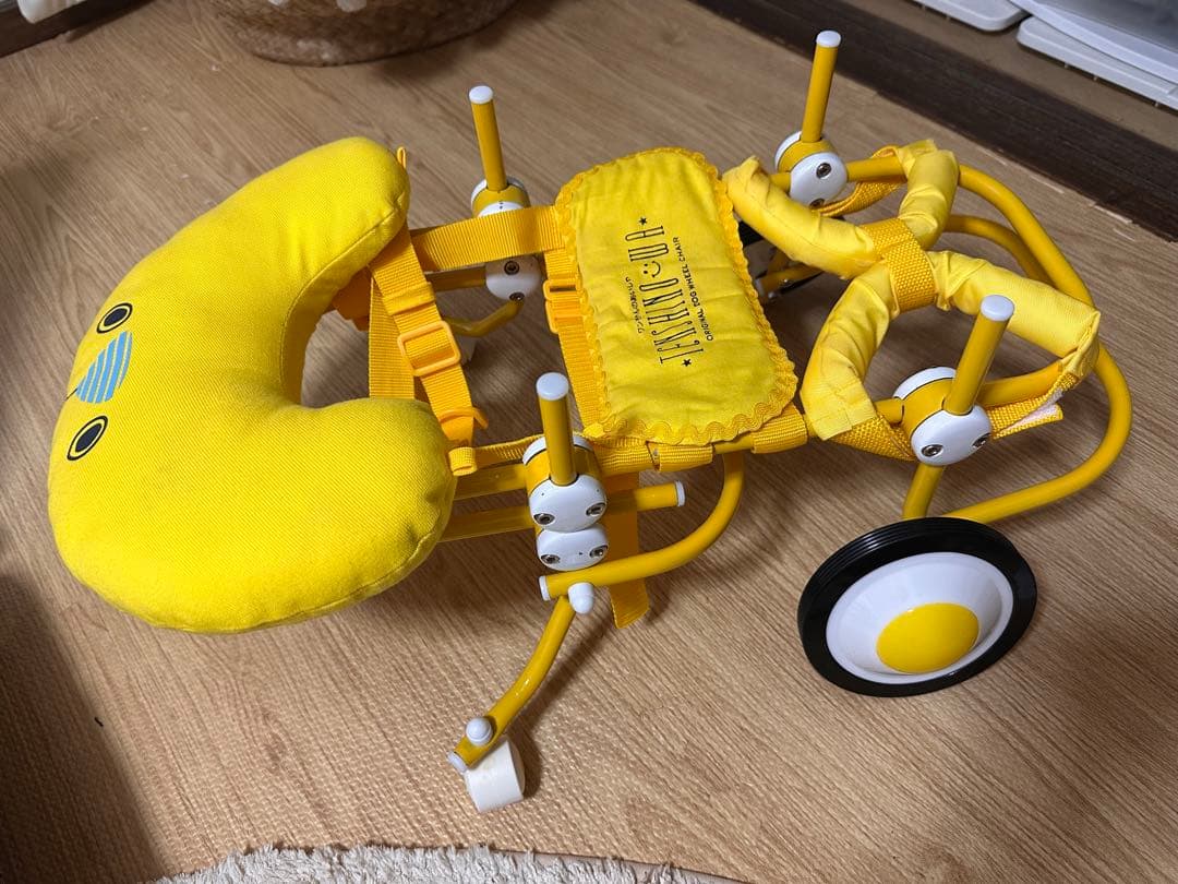 天使の車輪 犬用車いす イエロー 前輪 顎乗せクッション付き