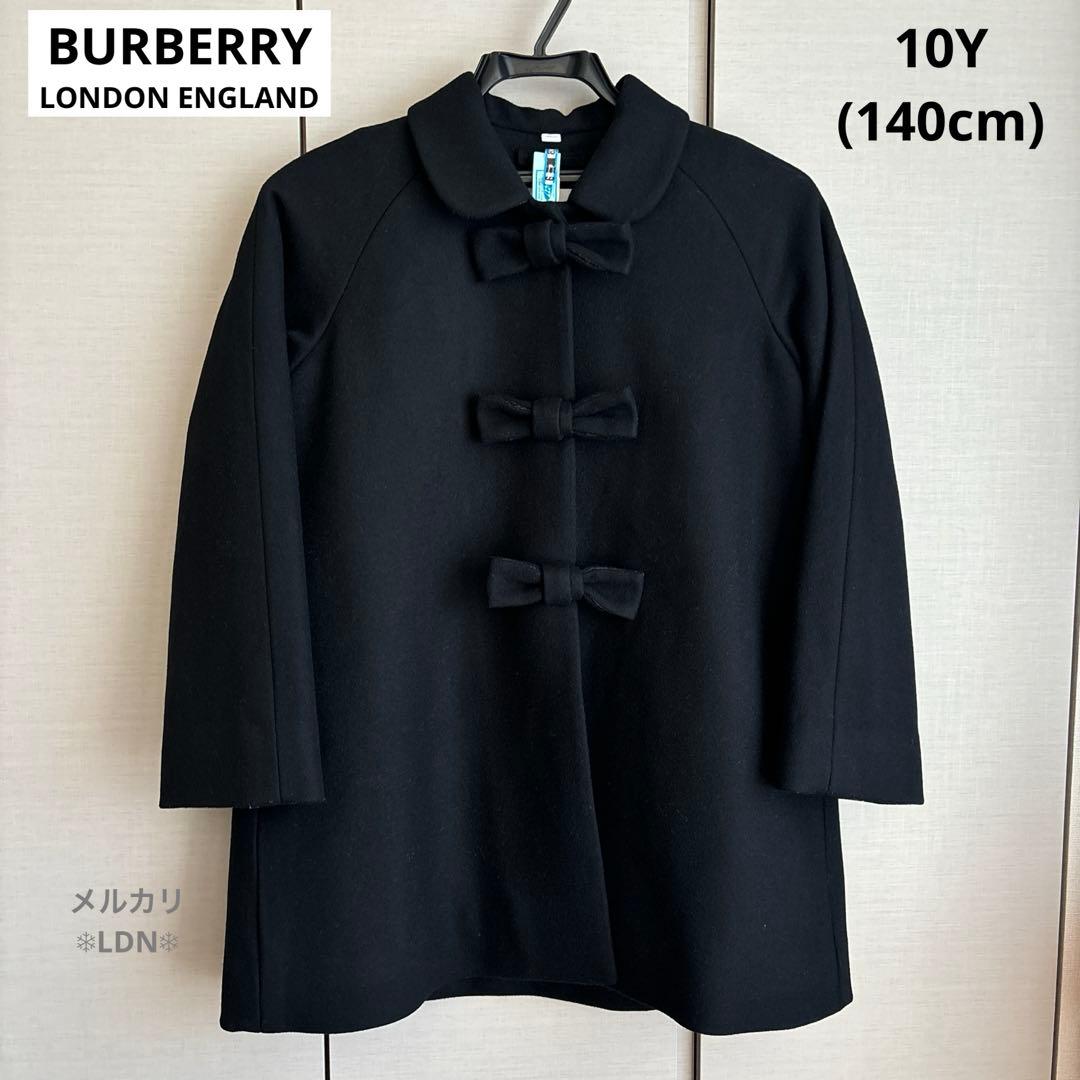 バーバリーロンドン エンベリッシュト メルトンウール スウィングコート 140黒